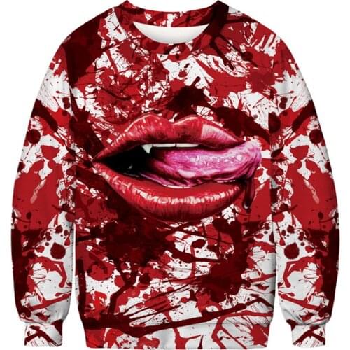 SOSHIRL Halloween Funny Sweatshirt Cool Bloody Harajuku Hoodies Hipster Unisex Hip Hop Streetwear Holiday 3d Cosplay Pullovers