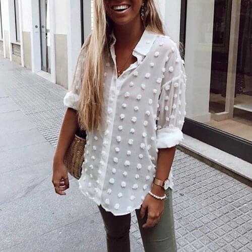 Za Fashion Dot Stitching Shirt Casual Chiffon Long Sleeve With Button Shirts Loose Women 2021 New Spring And Autumn Shirt