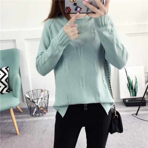 Pullover Sweater 2021 Half Turtleneck Solid Color Casual Loose Europes American Wind Women Sweter Sweaters Vestidos LXJ1066