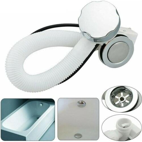 1pcs Plastic Bathtub Drainer Concealed Bath Overflow Waste Pop-Up Plug Plastic Pipe And Chrome Handle