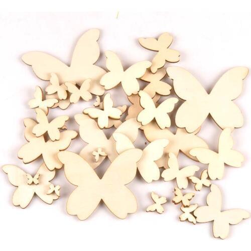 10-80mm Wooden mixed butterfly For Arts Scrapbooking Embellishments Crafts DIY handicraft Decoration Wedding Decor MT1963