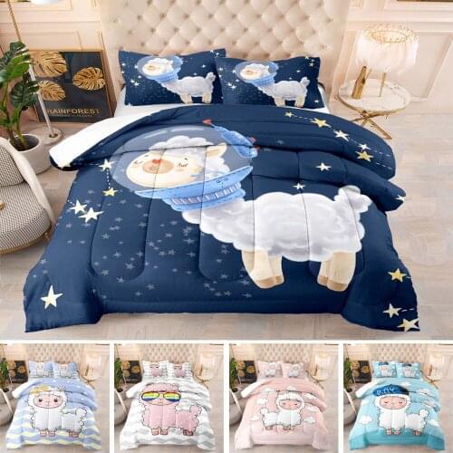 Cartoon Sheep Bedding Set For Teens Girls Queen King Size Cute Comforter Duvet Cover Sets 2/3pcs Luxury Quilt Covers Pillowcases