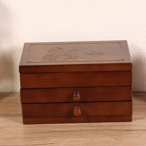 3 Tier Wooden Jewelry Storage Box Organizer for Earrings Rings Necklaces