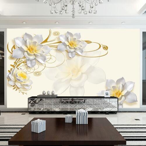 5D Large Flower Magnolia Papel Murals 3d Wall Murals Wallpaper for Living Room TV Background 3d Photo Murals Wall paper