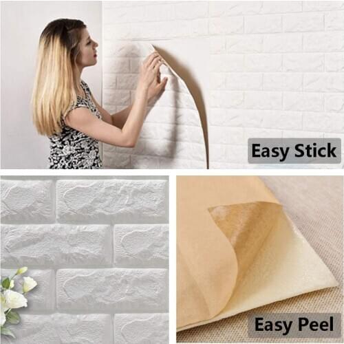 3D Wall Stickers Imitation Brick Bedroom Decor Panel Self-adhesive Wallpaper for Living Room Kitchen TV Backdrop Home Decoration
