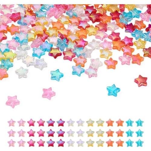 700pcs/set Star Transparent Acrylic Beads Mixed Color AB Color for Jewelry Making DIY Craft 10x4mm Hole: 1.5mm 7 Colors