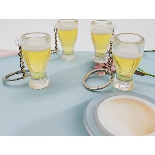 Draft beers key ring simulation beer glass pendant resin bags hang gift gift activities in summer K4279