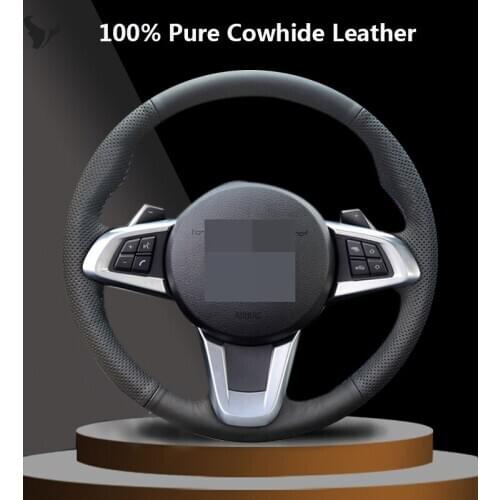 Black Genuine Leather Steering Wheel Cover for bmw z4 2009 2010 2011 2012 2013 2014 e83