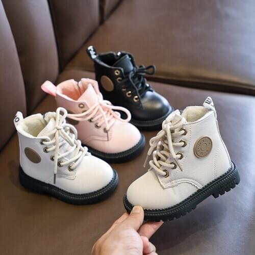 Children Autumn Winter Boots Short Plush Warm Unisex Martin Boots For Girls Boys Kids Flat Fashion Kindergarten Shoes Botas