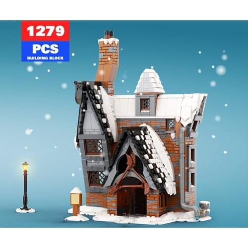 MOC Christmas Winter Scenery Holiday Cottage Streets House Cape Reindeer Santa Claus Building Blocks Kids Friend Toys Best Gifts
