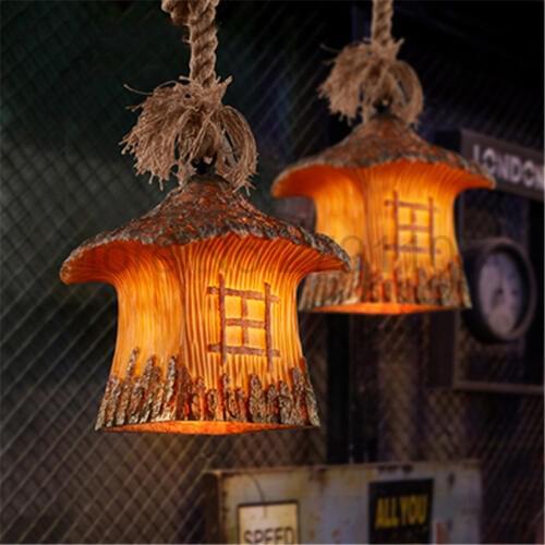 Hot Sales Vintage Pendant Lamp,Creative Rural Restaurant Art Hanging Lamp Theme Bar coffee Hemp Rope Pendant Lights