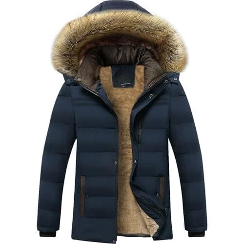 Autumn Fashion Casual Parkas Men 2021 Winter New Warm Thick Fleece Parkas Men Waterproof Hooded Fur Collar Parka Jacket Coat Men