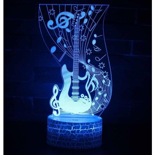 Musical Note Guitar 3D Lamp LED 7 Color Change Remote Touch Mood Night Lights Christmas Gift Bedroom Decoration Dropshippping