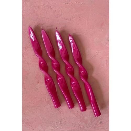 Mysterious Home 4 Pcs Set Fuchsia Twist Knot Candlestick Candle
