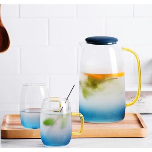 Transparent Glass Water Kettle Set Large Insulated Water Bottle Household Juice Drinking Glass Cup Storage Bottle Home Water Jug