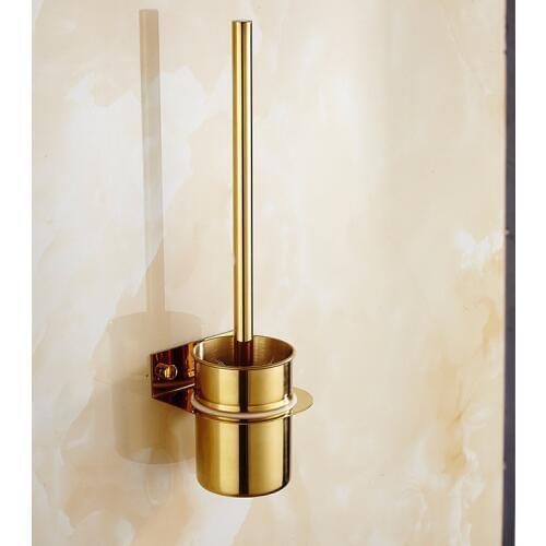 Wall-mount 304 Stainless Steel Toilet Brush Holder Mirror Plating Mounting Seat Holder Gold Bathroom Hardware Accessories