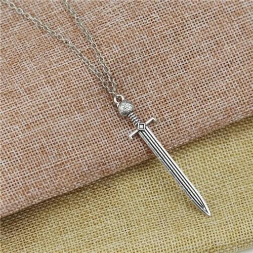 Gothic Owl on Sword Pendant Necklace Antique Sword Medieval Renaissance Weapon Necklace Fashion Jewelry