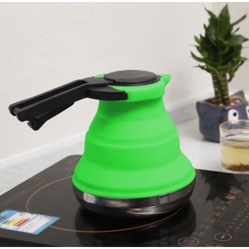 3 Colors Portable Folding Silicone Water Kettle 1.5L Water Pot Outdoor Camping Travelling Hiking Kitchen Tools Tea Coffee Kettle