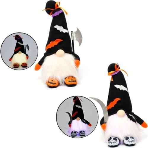 R7RC 12" Lighted Halloween Gnome Plush Doll Handmade Scandinavian Tomte Swedish Gnome