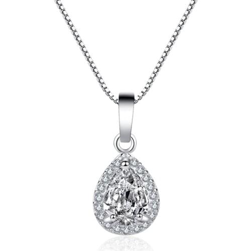Luxury Water Drop Crystal Woman Necklace 925 Silver Jewelry Gift CZ Zirconia Statement Choker Necklaces for Brides Wedding
