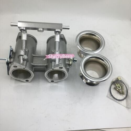SherryBerg 48dcoe 48 dcoe 48mm DCOE Twin 48mm Throttle Bodies Body + air horns /stacks for Weber/Dellorto/Solex DCOE/DHLA carb