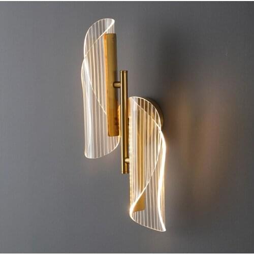Nordic gold acrylic LED wall lamp bedroom bedside modern aisle living room nordic study room wall lamp wall lamp bedside LED wal