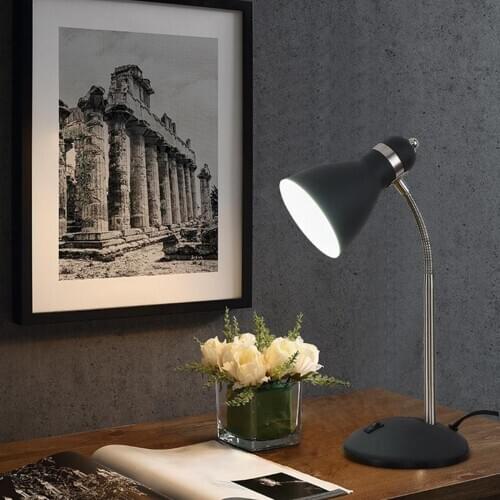Modern Metal Adjustable Goose Neck Table Lamp Study Room Bedroom Eye-Caring