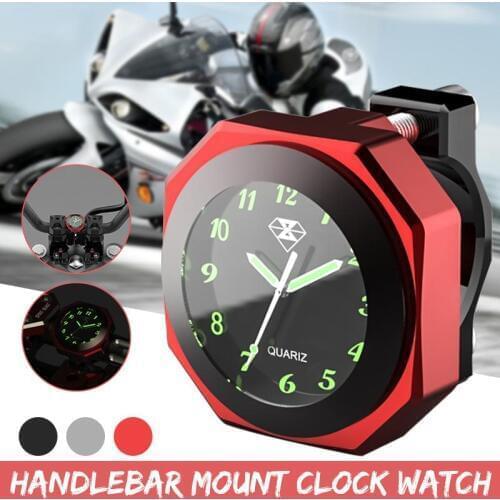 Universal Aluminum Alloy 3Color 7/8inch 1inch Motorcycle Luminous Handlebar Mount Clock Watch CNC Chrome Motorcycle Accessory