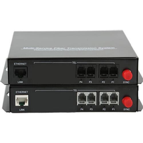 High Quality 4 Channel PCM Voice Telephone Fiber Optical Media Converter With Ethernet FC Single mode 20Km