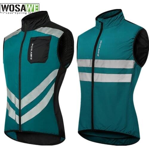 WOSAWE Men Reflective Cycling Vest Sleeveless Windproof Sports Ciclismo Jersey MTB Road Bike Bicycle Clothing Coat Cycle Clothes
