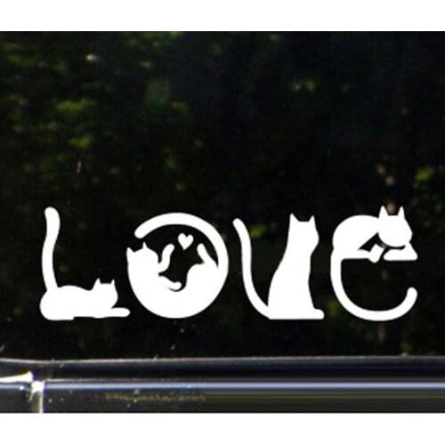 I Love Cats Cute Animal Car Sticker Decals For Truck Window Bumper Auto Door Vinyl Decal Black/White