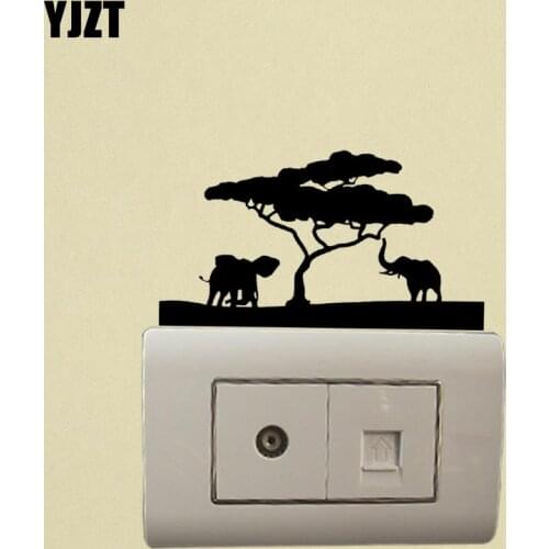 YJZT Elephant Family African Animals Wall Switch Sticker Home Decoration Vinyl Decal 17ss0364
