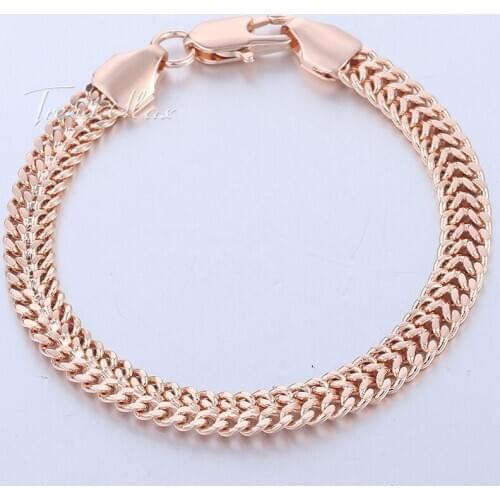 585 Gold Filled Bracelet For Womens Chain Helix Bismark Link 7mm 18cm 20cm 23cm 25cm GB283