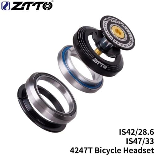 ZTTO Bicycle Bearing Headset 42mm47mm 11/8"-1 1/4"1.25 inch 33mmTapered Tube fork IS42 IS47 Integrated Angular Contact 4247T