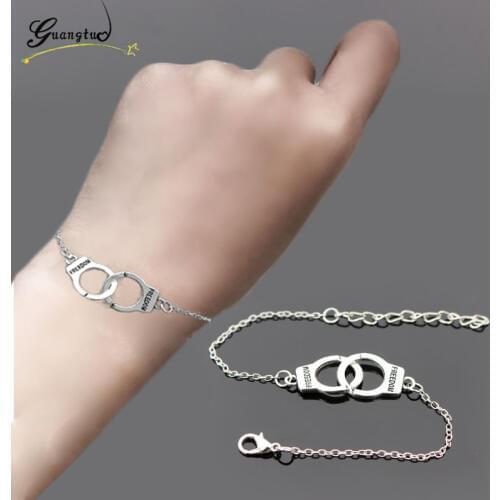 1Pcs Bronze/Silver Color Handcuff Shape Carved FREEDOM Bracelets & Bangles Couple Bracelet Valentines Gift Fashion Jewelry