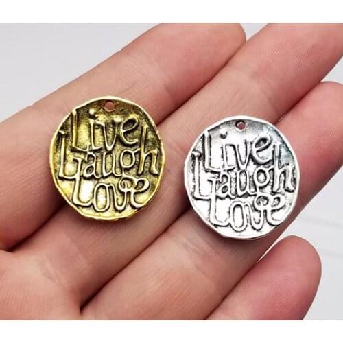10pcs/lot--24x22mm, 2 Colors plated Live Laugh Love charms,DIY supplies,Jewelry accessories