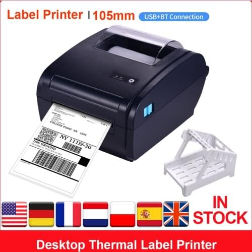 105mm Desktop Thermal Label Printer for 4x6 Shipping Package Label 160mm/s USB&BT Printer Label Maker Sticker Max.110mm Paper