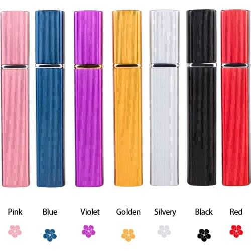 12ml Refillable Bottle Glass Bottle Aluminum Square Perfume Bottle Portable Spray Empty Bottle Liquid Atomizer Travel Accessorie