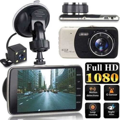4 Inch Dash Cam 6-Layer Glass Lens 170° Wide Angle Night Vision Car Front Rear Camera With G Sensor 1080/720P Reversing DVR