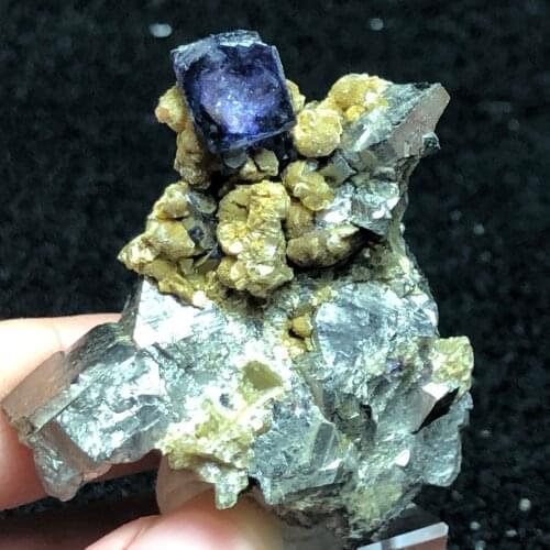 67.6gPurple fluorite arsenopyrite thiomica mineral stone home decoration ring vein healing geology teaching CRYSTAL QUARTZ GEM