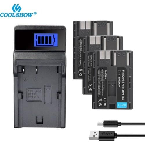 BP-511 BP511 BP-511A Battery For Canon EOS 40D 300D 5D 20D 30D 50D 10D D60 G6 BP511 FV40 FV30 FV100 200 Camera Batteries 2000mah