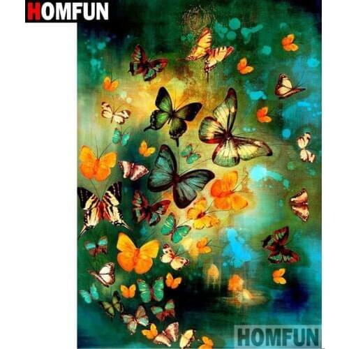 HOMFUN Full Square/Round Drill 5D DIY Diamond Painting "Butterfly landscape" Embroidery Cross Stitch 5D Home Decor Gift A16987