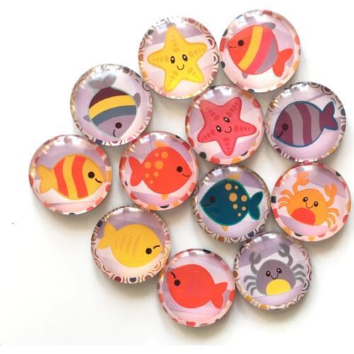 Free shipping (12pcs/lot) Cute Starfish/Crab fridge magnet Kawaii Cartoon Marine Animal message sticker Home Decor kids gift