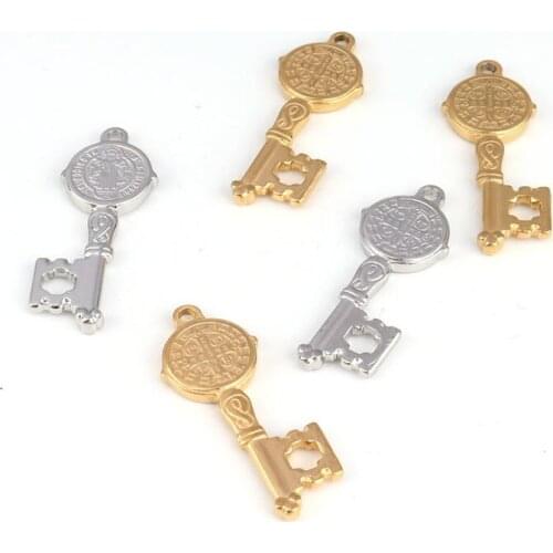 5pcs/lot 35x14mm Stainless Steel Charms Key Gold Pendant fit Findings for Jewelry Making Bracelet Necklace Accessaries Crafts
