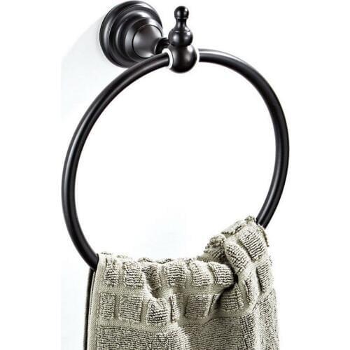 Oil Rubbed Bronze Bathroom Towel Holder Wall-Mounted Round Towel Rings ,Towel Rack Bathroom Accessories