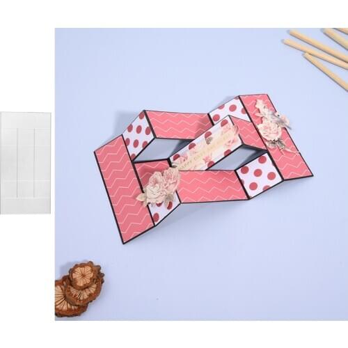 DiyArts 3D Folded Fancy Metal Cutting Die Rectangle Decorative Photo Album for diy Scrapbooking Stamps and Ddies for Card Making