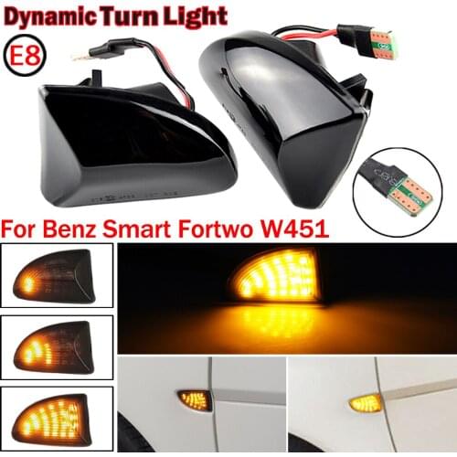 For Mercedes Benz Smart Fortwo W451 Coupe Cabrio 07-14 LED Dynamic Car Blinker Side Marker Turn Signal Light Lamp Accessories