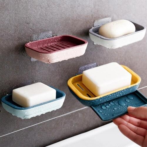 Double-layer Pull-out Wall Hanging Soap Dish Storage Container Bathroom Organizer