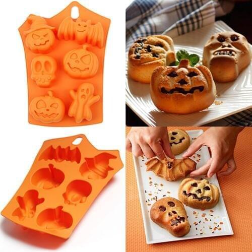 Halloween Silicone Mold Fondant Cake Cookie Baking Mold Kitchen Bake Tool Halloween Decor Chocolate Fudge Pumpkin Mould Dropship
