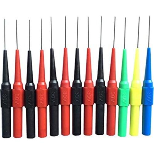 New 13Pcs Insulation Piercing Needle Non-Destructive Pin Test Probes,4mm Banana Socket for Car Tester Red/Black/Blue/Green/Yello